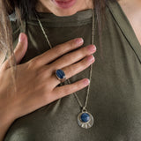 Blue Kyanite Ring • Boho Ring For Women • gold Ring • kyanite Statement Ring • Handmade Jewelry • Silver Rings • Gift For Her • Oval Ring