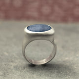 Blue Kyanite Ring • Boho Ring For Women • gold Ring • kyanite Statement Ring • Handmade Jewelry • Silver Rings • Gift For Her • Oval Ring
