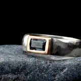 Silver Tourmaline Ring • Rectangle Blue Tourmaline Ring • Band Ring • Custom Birthstone Ring • Gift Jewelry • Handmade Rings • Gift Rings