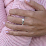 Silver Tourmaline Ring • Rectangle Blue Tourmaline Ring • Band Ring • Custom Birthstone Ring • Gift Jewelry • Handmade Rings • Gift Rings
