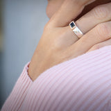 Silver Tourmaline Ring • Rectangle Blue Tourmaline Ring • Band Ring • Custom Birthstone Ring • Gift Jewelry • Handmade Rings • Gift Rings