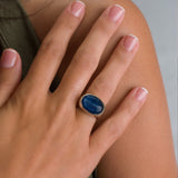 Blue Kyanite Ring • Boho Ring For Women • gold Ring • kyanite Statement Ring • Handmade Jewelry • Silver Rings • Gift For Her • Oval Ring