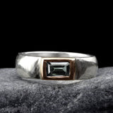 Silver Tourmaline Ring • Rectangle Blue Tourmaline Ring • Band Ring • Custom Birthstone Ring • Gift Jewelry • Handmade Rings • Gift Rings