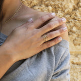 Handmade Hollow Gold Ring • Minimalist Geometric Ring • Wide Gold Band • Teardrop Pattern • Gift For Mom • Hand Made Gift For Her