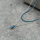 Handmade Silver Multi Strand Necklace with Apatite Beads and Blue Tiger's Eye Pendant • Set Of Three Necklaces