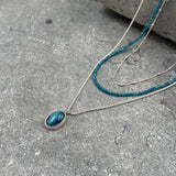 Handmade Silver Multi Strand Necklace with Apatite Beads and Blue Tiger's Eye Pendant • Set Of Three Necklaces