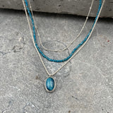 Handmade Silver Multi Strand Necklace with Apatite Beads and Blue Tiger's Eye Pendant • Set Of Three Necklaces