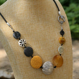 Honey Yellow Silver & Black Chunky Necklace