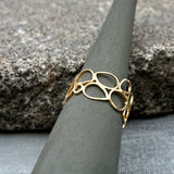 Handmade Hollow Gold Ring • Minimalist Geometric Ring • Wide Gold Band • Teardrop Pattern • Gift For Mom • Hand Made Gift For Her