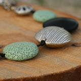 Black Onyx Chunky Necklace with Green & Silver Accents