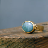 14k Gold Oval Aquamarine Ring