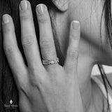 Handcrafted Gold Ring Featuring Intricate Floral Pattern And Sparkling Diamonds, Flower Ring, Nature Inspired Ring, Botanical ring