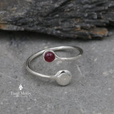 Elegant Ruby Wrap Ring in Sterling Silver - Adjustable Wraparound Design