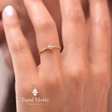 Delicate Gold Dot Ring with Sparkling Diamond - Handcrafted Minimalist Jewelry • Dotted Ring • Tiny Dot Ring • Engagement Ring • Gift Ring