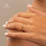 Delicate Gold Dot Ring with Sparkling Diamond - Handcrafted Minimalist Jewelry • Dotted Ring • Tiny Dot Ring • Engagement Ring • Gift Ring
