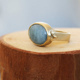 14k Gold Oval Aquamarine Ring