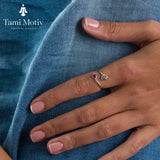 Silver Bypass Ruby Ring - Stunning Adjustable Boho Gemstone Jewelry