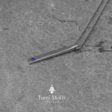 Dainty Handmade Birthstone Bar Necklace - Minimalist Layering Necklace, Vertical Bar Necklace, Lapis Bar Charm, Luck Gift, Lapis Necklace.