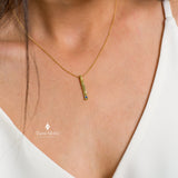 Dainty Handmade Birthstone Bar Necklace - Minimalist Layering Necklace, Vertical Bar Necklace, Lapis Bar Charm, Luck Gift, Lapis Necklace.