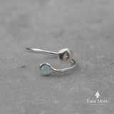 Elegant Aquamarine Silver Open Ring For Women