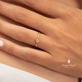 Delicate Gold Dot Ring with Sparkling Diamond - Handcrafted Minimalist Jewelry