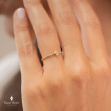 Delicate Gold Dot Ring with Sparkling Diamond - Handcrafted Minimalist Jewelry