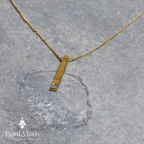 Dainty Handmade Birthstone Bar Necklace - Minimalist Layering Necklace, Vertical Bar Necklace, Lapis Bar Charm, Luck Gift, Lapis Necklace.