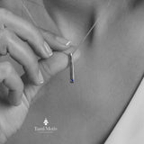 Dainty Handmade Birthstone Bar Necklace - Minimalist Layering Necklace, Vertical Bar Necklace, Lapis Bar Charm, Luck Gift, Lapis Necklace.