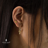 Victorian Style Handcrafted Gold Drop Earrings With Iolite Purple Stone