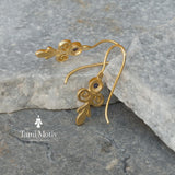 Victorian Style Handcrafted Gold Drop Earrings With Iolite Purple Stone