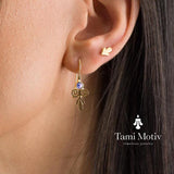 Victorian Style Handcrafted Gold Drop Earrings With Iolite Purple Stone