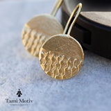 Minimalist Gold Drop Earrings • Handcrafted Round Dangles