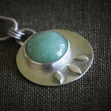 Silver Necklace ,Round Pendant Necklace, Silver Statement Necklace, Statement Necklace For Women, Gemstone Pendant Necklace, Gift For Her