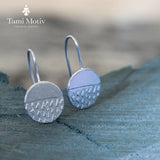 Textured Silver Disc Drop Earrings • Silver Circle Dangle Earrings • Round Earrings Jewellery Handmade Gift for Wife Sister Friend