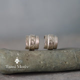 Silver Toned Half Hoop Textured Earrings • Etnic Huggie Hoop Earrings • Handmade Silver Semi Hoop Earrings • Bohemian Gift Earrings