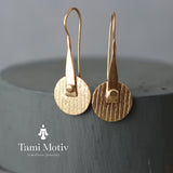 Artisan Crafted Geometric Round Gold Disc Earrings - Bold & Textured • Statement Jewelry • Gift For Woman Wife Girlfreind