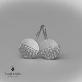 Textured Silver Disc Drop Earrings • Silver Circle Dangle Earrings • Round Earrings Jewellery Handmade Gift for Wife Sister Friend