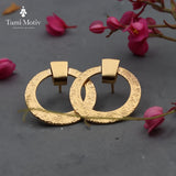 Handmade Gold Spiral Textured Stud Earrings - Statement Disc Design • Earrings Gift for Women