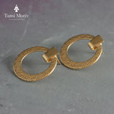 Handmade Gold Spiral Textured Stud Earrings - Statement Disc Design • Earrings Gift for Women