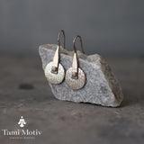 Artisan Crafted Geometric Round Gold Disc Earrings - Bold & Textured • Statement Jewelry • Gift For Woman Wife Girlfreind