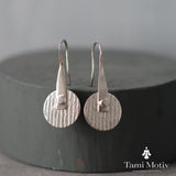 Unique Handmade Geometric Round Textured Drop Earrings - Statement Jewelry