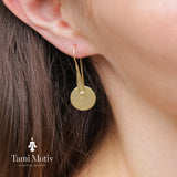 Artisan Crafted Geometric Round Gold Disc Earrings - Bold & Textured