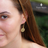 Artisan Crafted Geometric Round Gold Disc Earrings - Bold & Textured • Statement Jewelry • Gift For Woman Wife Girlfreind