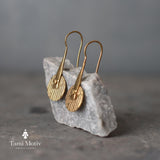 Artisan Crafted Geometric Round Gold Disc Earrings - Bold & Textured • Statement Jewelry • Gift For Woman Wife Girlfreind