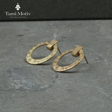 Handmade Gold Spiral Textured Stud Earrings - Statement Disc Design • Earrings Gift for Women