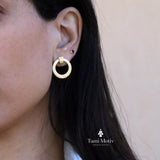 Handmade Gold Spiral Textured Stud Earrings - Statement Disc Design • Earrings Gift for Women