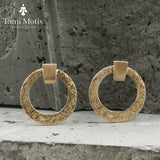 Handmade Gold Spiral Textured Stud Earrings - Statement Disc Design • Earrings Gift for Women