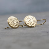 Silver Disc Earrings • Dangle Silver Earrings • Floral Textured Drop Earrings • Boho Drops • Statement Dangles Gift Earrings Christmas