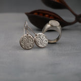 Silver Disc Earrings • Dangle Silver Earrings • Floral Textured Drop Earrings • Boho Drops • Statement Dangles Gift Earrings Christmas
