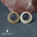 Textured Silver Circle Studs – Unique Handmade Earrings for Her